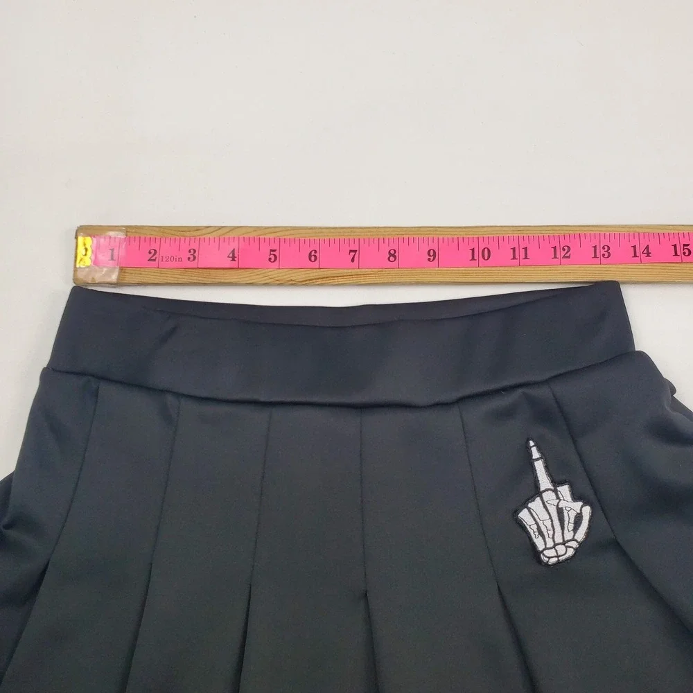 Body Rage Spencers Black White Mini Skater Skirt Skeleton Hand Finger M Pleated - Picture 9 of 10